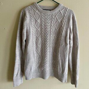 Gray Sweater Faux Cable Knit
